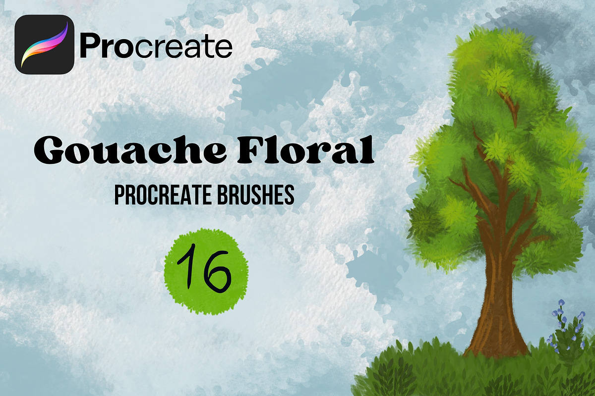 Gouache Floral Procreate Brushes, a Brush Add-On by Elatedowl (Photo 1 of 4)