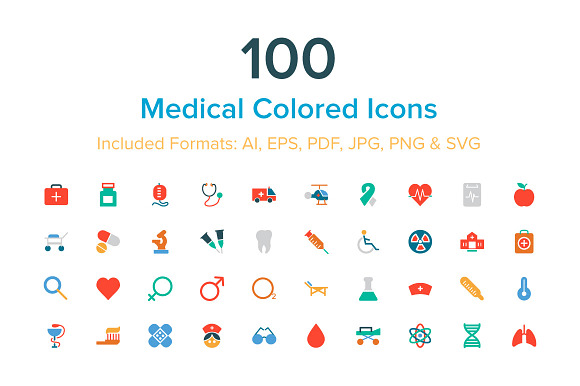 100 Medical Colored Icons
