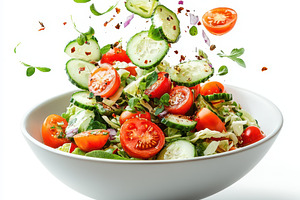 Fresh Salad Bowl with Tomatoes Cucum, a Food & Drink Photo by Pixeness Studio