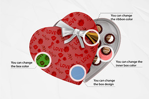 Heart Chocolate Box Mockup Kit