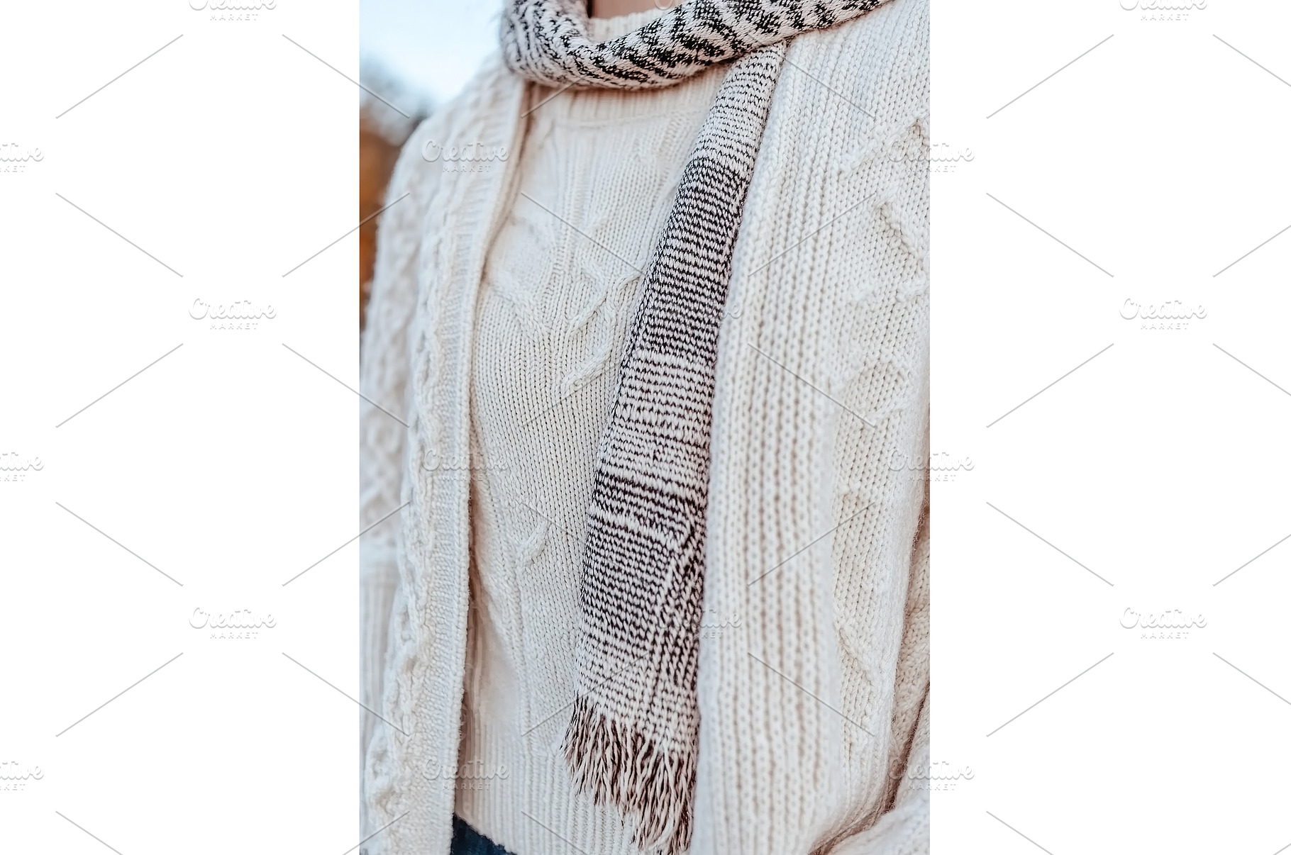 Cozy knitted sweater with scarf, a Beauty & Fashion Photo by Lermont51