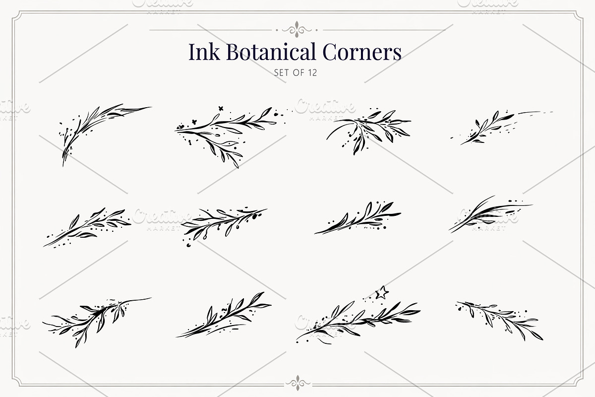 Ink Botanical Elements Vector Set, an Object Graphic by Christine Krahl (Photo 7 of 12)