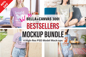 Bella Canvas 3001 Mockup Bundle, a Shirt Mockup by BrightMockups