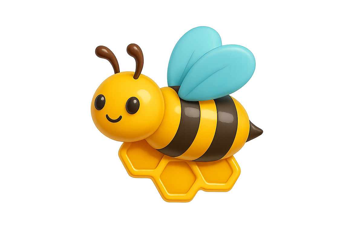 Bee icon with honeycomb, isolated on, an Illustration by Dvoevnore photos