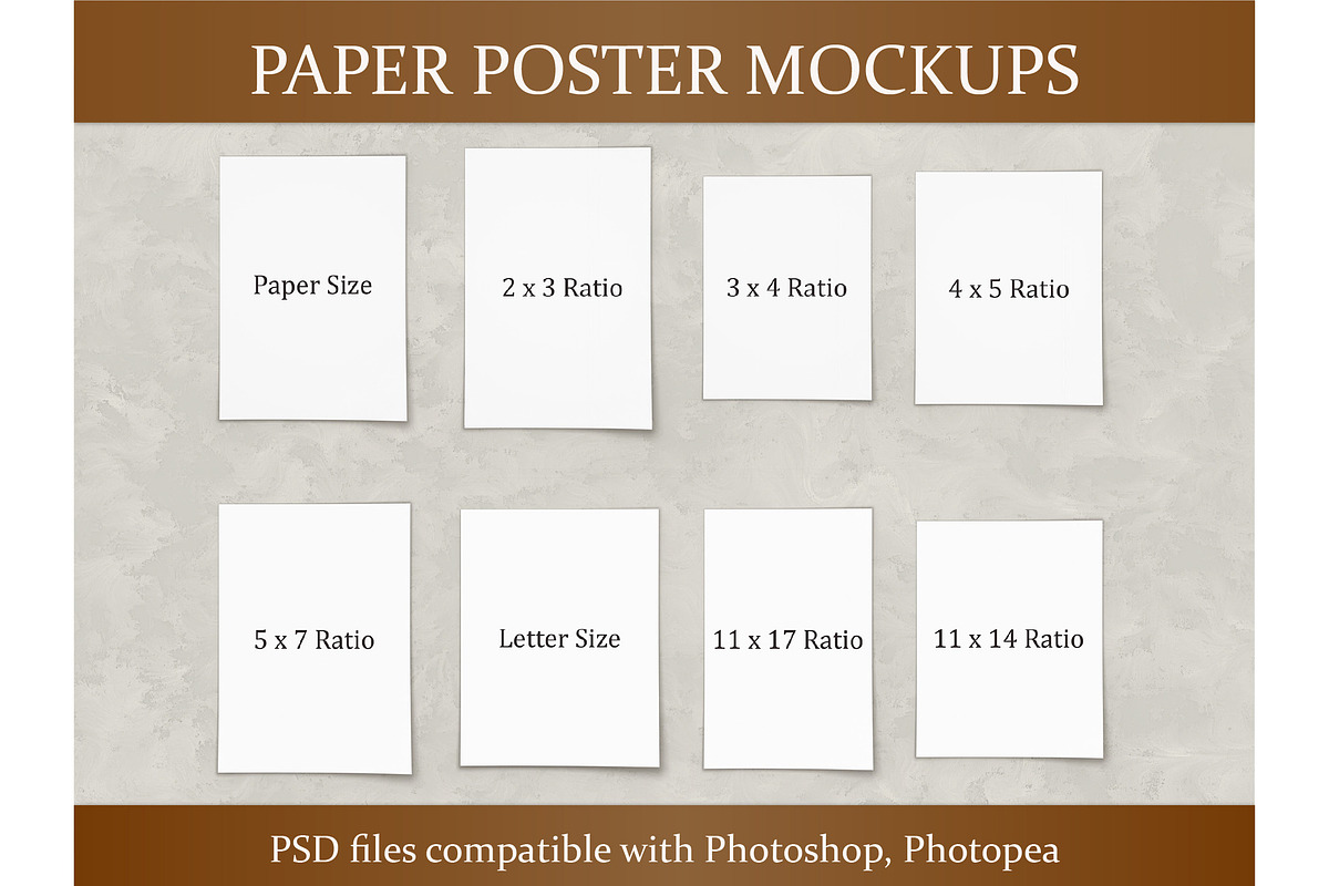 Paper Poster Mockup Kit, a Product Mockup by MockupsBox (Photo 1 of 8)