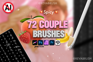 Procreate Love Pose Couple Brushes, a Brush Add-On by Revabrush