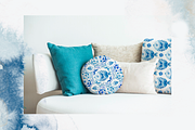 Watercolor blue tile patterns, a Decorative Illustration by Ojeny shop (Thumbnail 4 of 8)