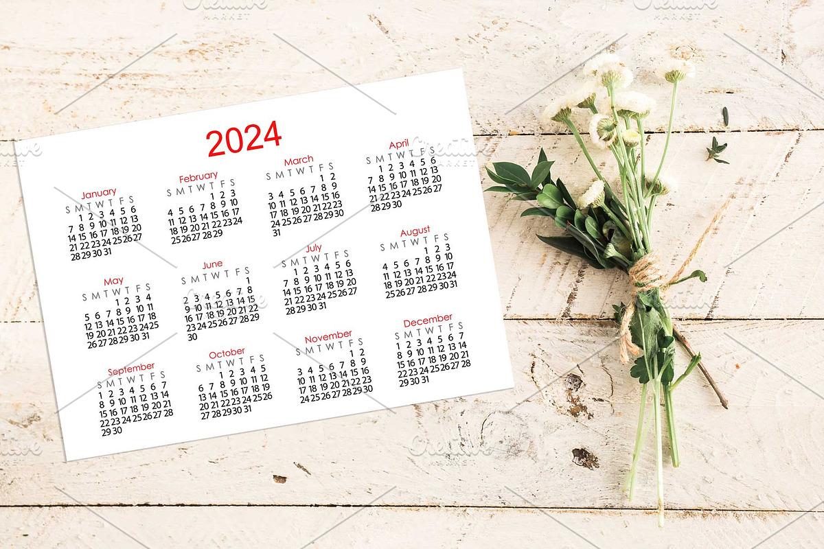 Calendar 2024 template, a Stationery Template by Contes_de_fée (Photo 3 of 7)