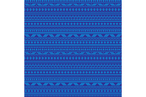 Vector Abstract Blue Tribal Stripes Seamless Pattern Background. Great For Fabric, Wallpaper, Invitations, Scrapbooking.