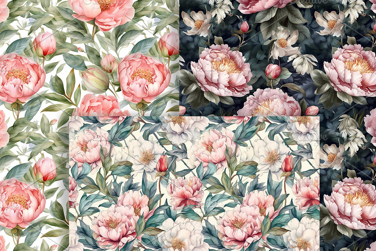 Peony Flowers Seamless Patterns, a Pattern Graphic by ArtIrisArt (Photo 12 of 12)
