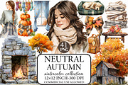 Watercolor Neutral Autumn Clipart, an Illustration by Libby Wishes (Thumbnail 1 of 7)