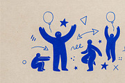 Blue Character Doodle Pack, a Decorative Illustration by StockVerse Creative (Thumbnail 4 of 4)