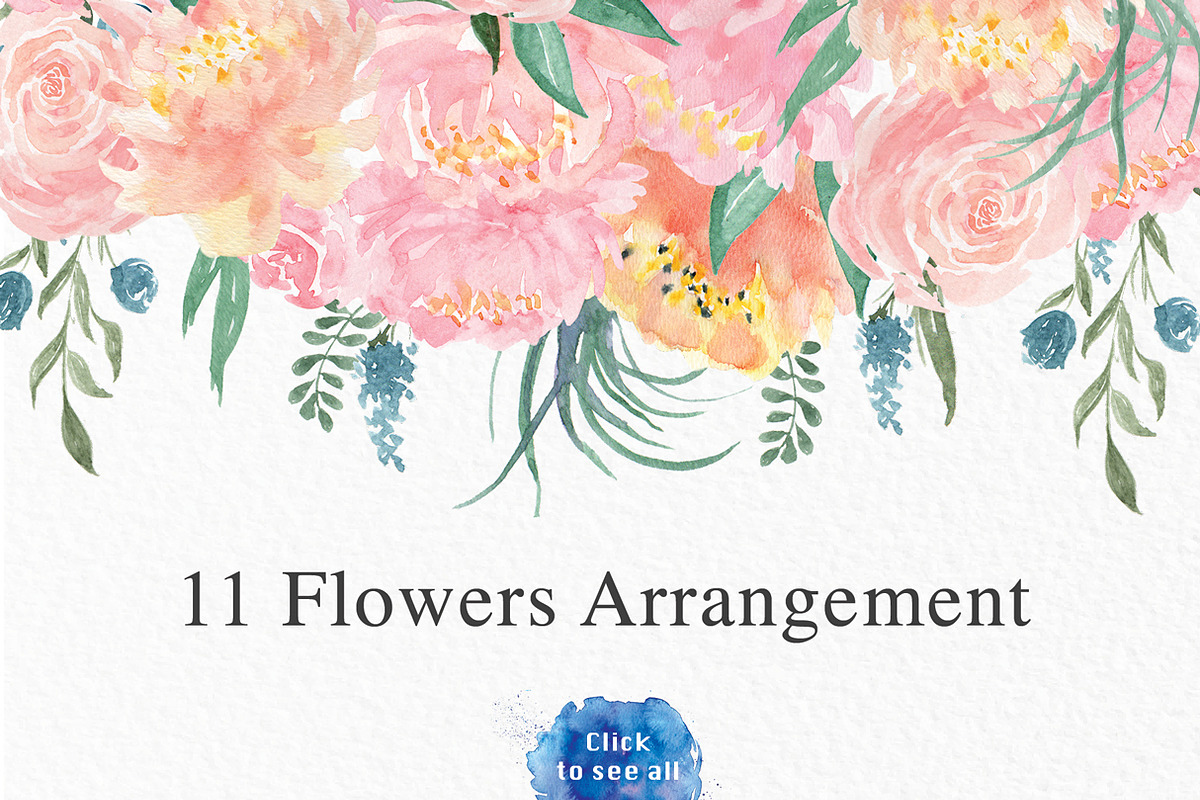 Florals Spring Watercolor, a Decorative Illustration by Planolla (Photo 2 of 8)