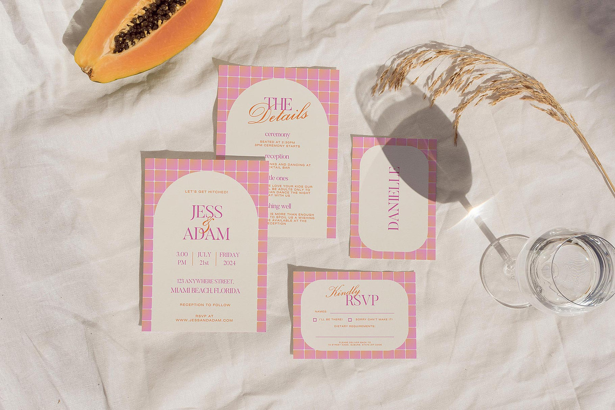 Checkered Wedding Invite Template, an Invitation Template by Indigo Rain Creative (Photo 2 of 7)