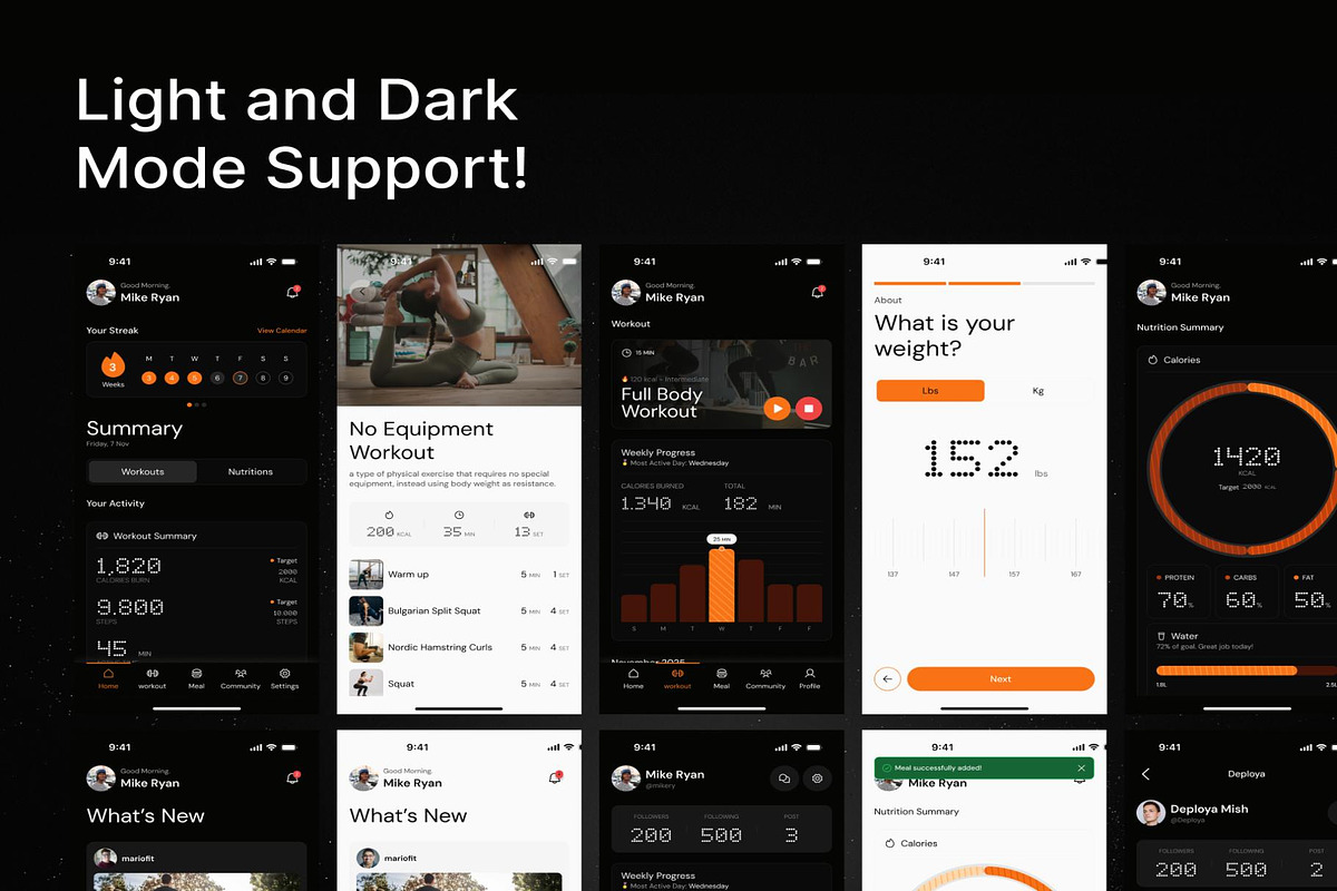 FitFlow Fitness Nutrition App UI Kit, an UI Kit Template by Creative Perspective (Photo 2 of 5)