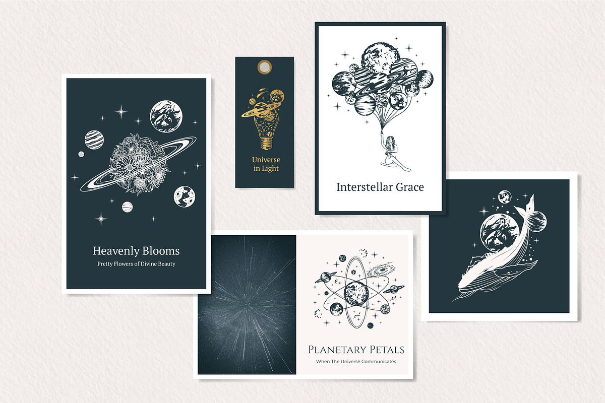 Handdrawn Celestial Space Collection, a Decorative Illustration by KirillsWorkshop (Photo 2 of 7)