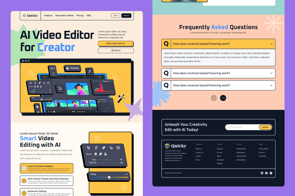 Video Editor Web Landing Page, a Landing Page Template by UICreative (Photo 4 of 4)