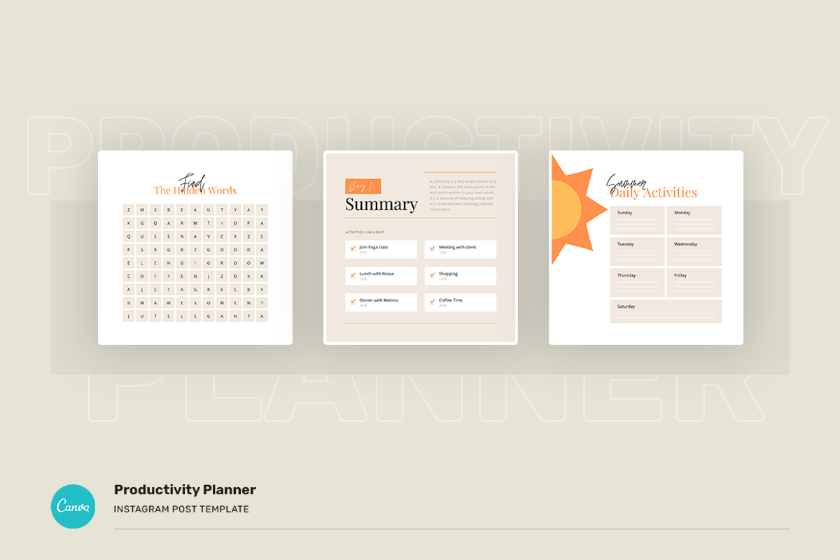 Productivity Planner Instagram Canva, a Social Media Template by peterdraw (Photo 14 of 14)
