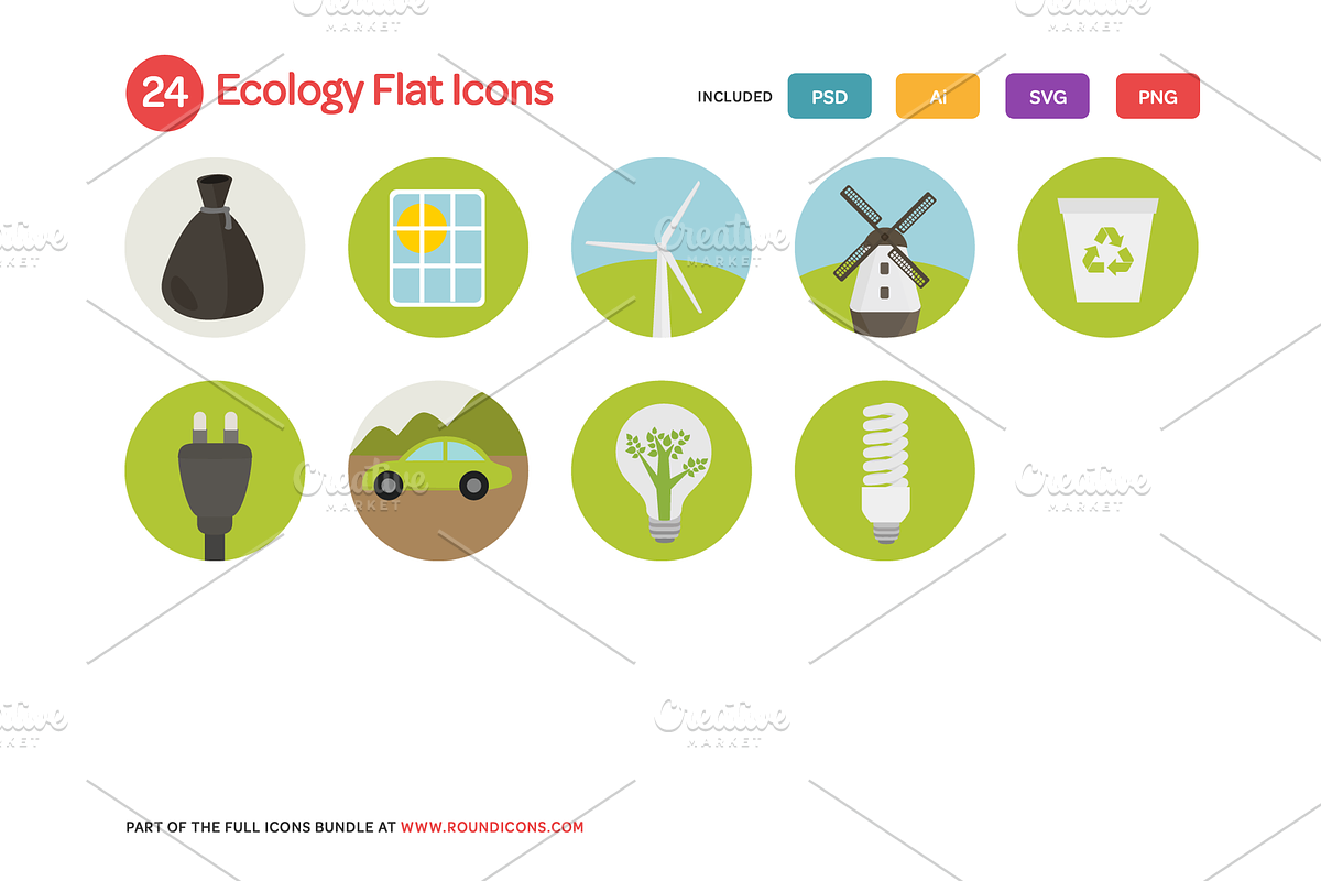 Ecology Flat Icons Set preview 3