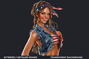 Patriotic Cowgirls Clipart Set, a Person Illustration by ThatsDesignArt (Thumbnail 3 of 11)