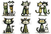 Quirky Cats Friendship Clipart, an Illustration by Craft Nest (Thumbnail 5 of 10)