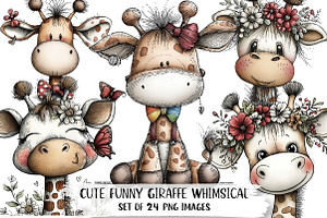 Cute Funny Giraffe - Whimsical Clipa, an Illustration by DreamPrint404