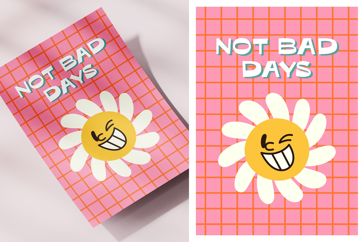 Groovy daisy cards, posters set, a Decorative Illustration by Good Studio (Photo 5 of 5)
