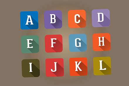 Set Flat Icons Alphabet Letter A-L