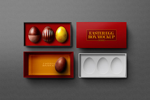 Easter Eggs Mockup Cardboard Box