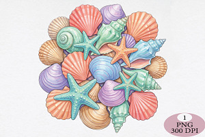 Pastel Seashell Collection PNG, an Illustration by Daily.Designs