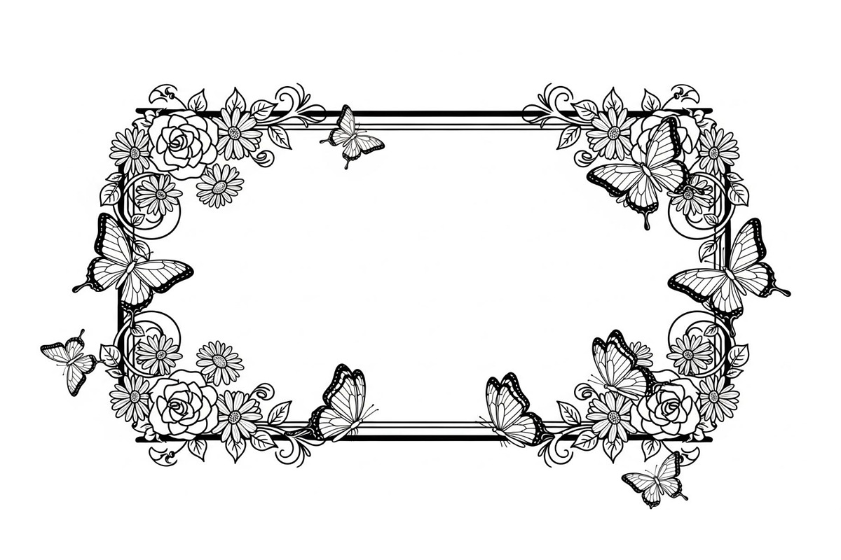 Butterfly Floral Frame SVG Bundle, an Illustration by Creativeshirt (Photo 17 of 31)