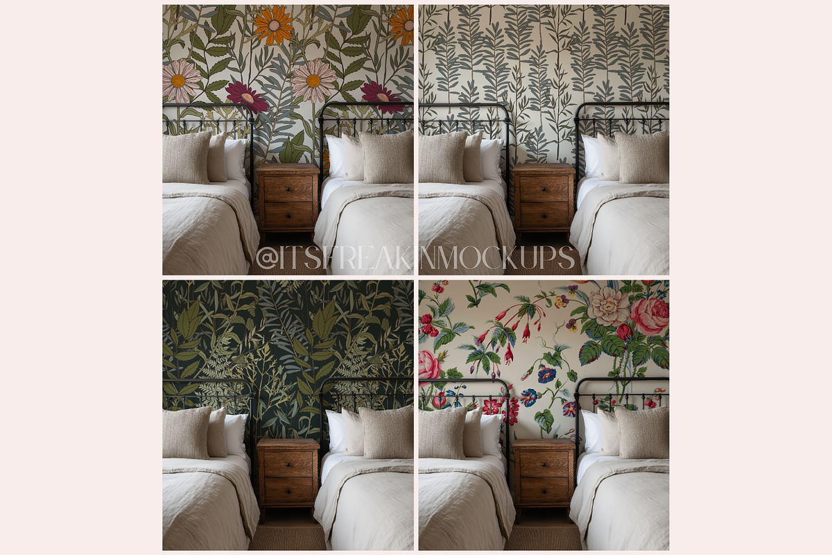Bedroom Wallpaper Mockup Bundle, a Household Mockup by ItsFreakinMockups (Photo 3 of 8)