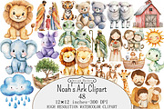Watercolor Noah's Ark Clipart, a Seasonal Illustration by Design Market (Thumbnail 1 of 5)