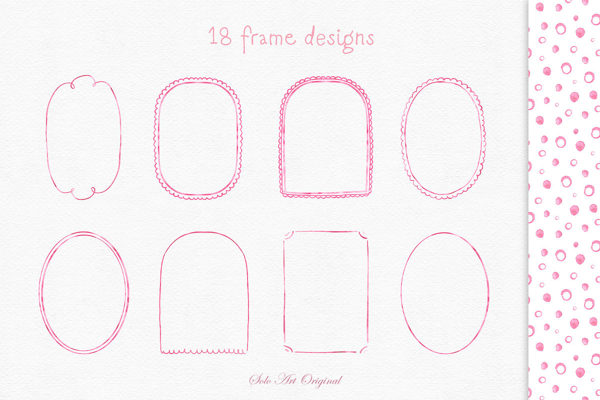 Pink Watercolor Hand-Drawn Frames, an Object Graphic by Solo Art Original (Photo 3 of 14)