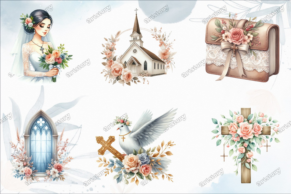 Watercolor Christian Wedding Clipart, a Graphic by designcity5 (Photo 2 of 5)