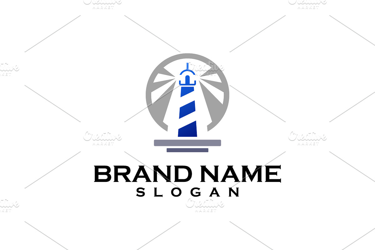 Abstract lighthouse in circle logo, an Object Graphic by nicemorning
