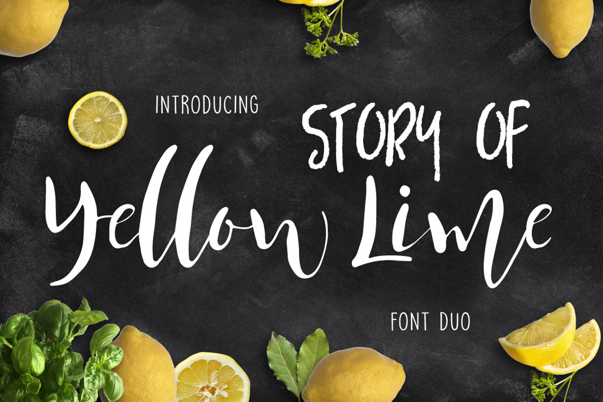 Yellow Lime Font Duo + Vector Doodle