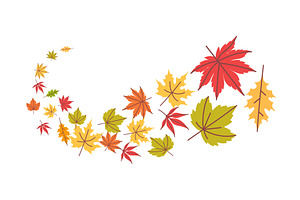 Autumn falling leaves. Flying swirl, an Illustration by winwin.art