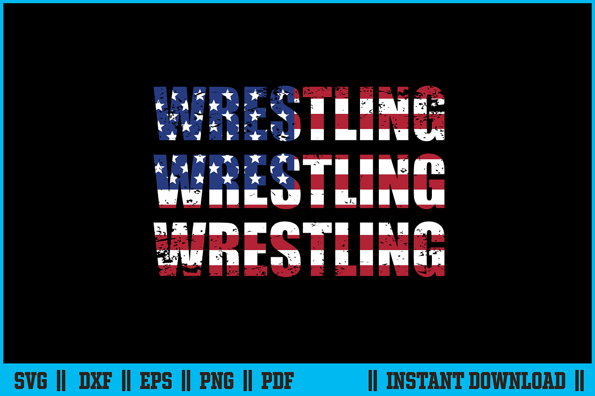 Wrestling USA Flag svg cut file, a Sport Illustration by Handy Arts Studio
