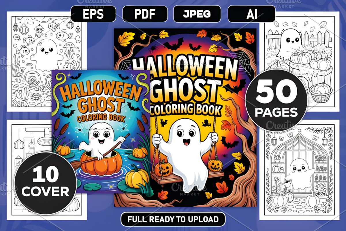 Halloween Ghost Coloring Book, a Seasonal Illustration by Design Station (Photo 1 of 3)