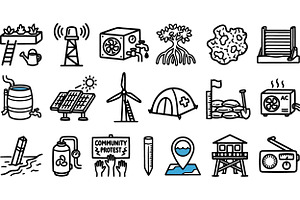 Eco Living Hand Drawn Icons Set, an Illustration by designvectx