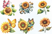 Watercolor Sunflower Butterfly, an Illustration by CraftArtStudio (Thumbnail 2 of 6)