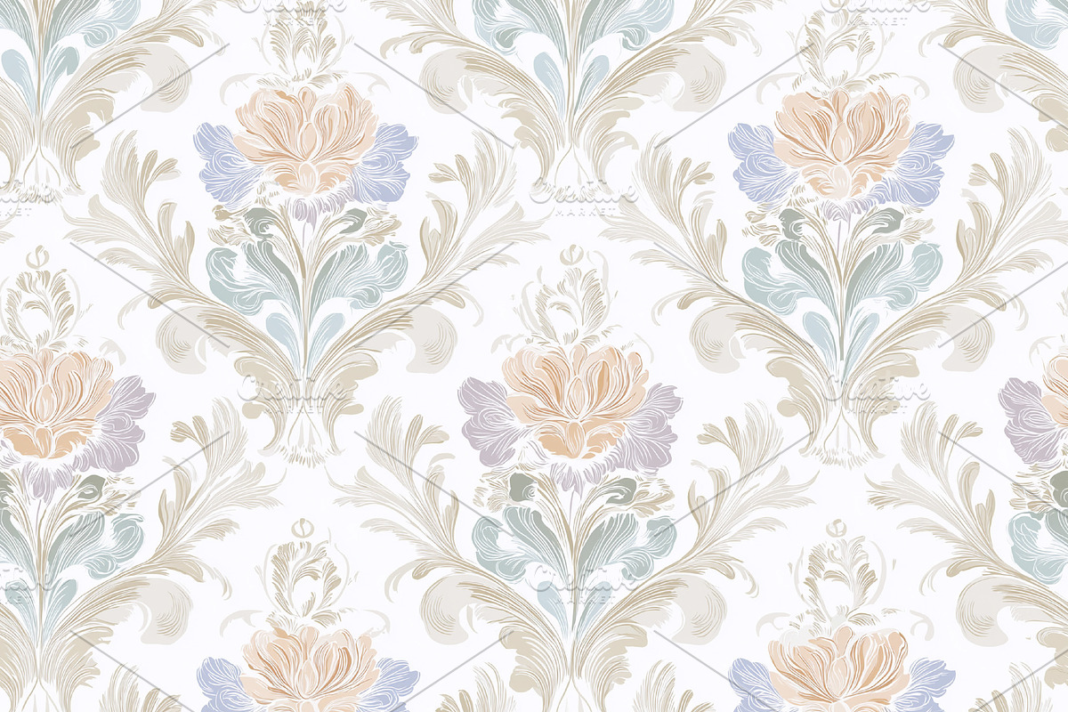 Seamless pattern, seamless damask pattern creating elegant flora, a Pattern Graphic by Studio ANNA