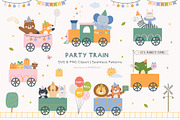 Animals Party Train, an Animal Illustration by Petit Citizen Design (Thumbnail 1 of 8)