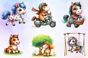 Watercolor Cute Horse Clipart Bundle, an Animal Illustration by Craft Nest (Thumbnail 2 of 3)