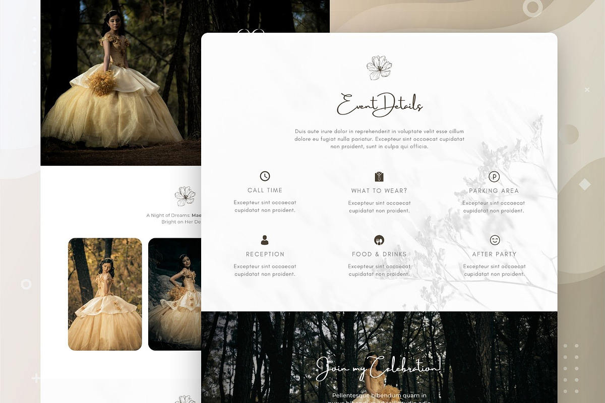 Debutant Birthday Canva Landing Page, a Landing Page Template by Kromatic Design Studio (Photo 5 of 20)