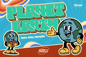 Retro Earth Globe Cartoon Character, an Illustration by Tekuni