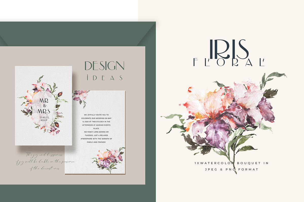 Watercolor Floral Set - Iris Flower, a Decorative Illustration by WalaPalette (Photo 2 of 6)