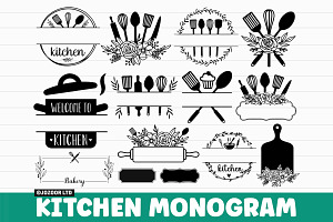 Kitchen Monogram SVG Bundle