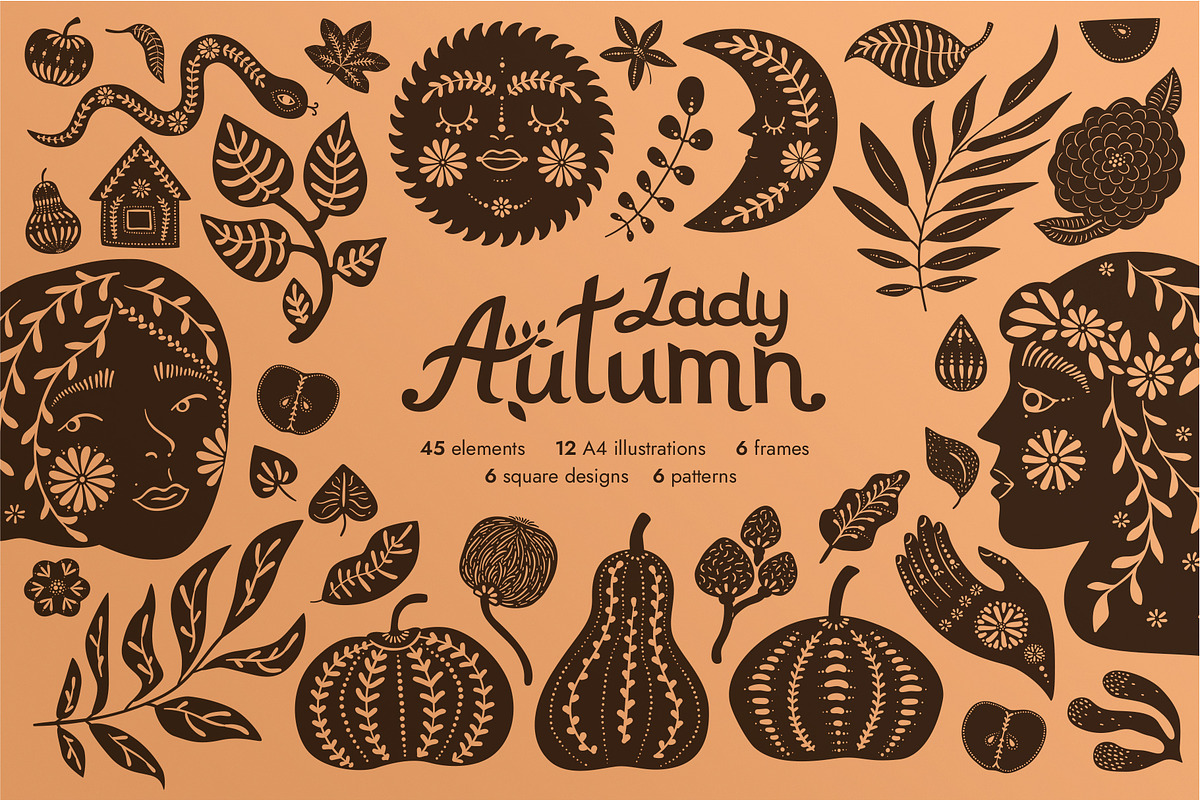Lady Autumn. Vector feminine mystery, an Object Graphic by anna khramtsova (Photo 1 of 14)